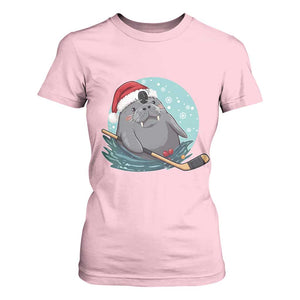 Snowy Seal Ice Hockey Lover T Shirt For Women Funny Christmas Gift TS12 Light Pink Print Your Wear