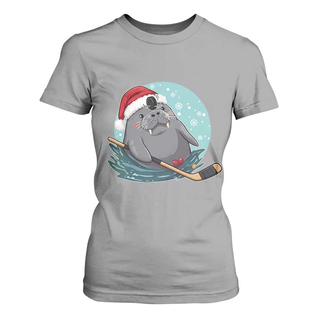Snowy Seal Ice Hockey Lover T Shirt For Women Funny Christmas Gift TS12 Sport Gray Print Your Wear