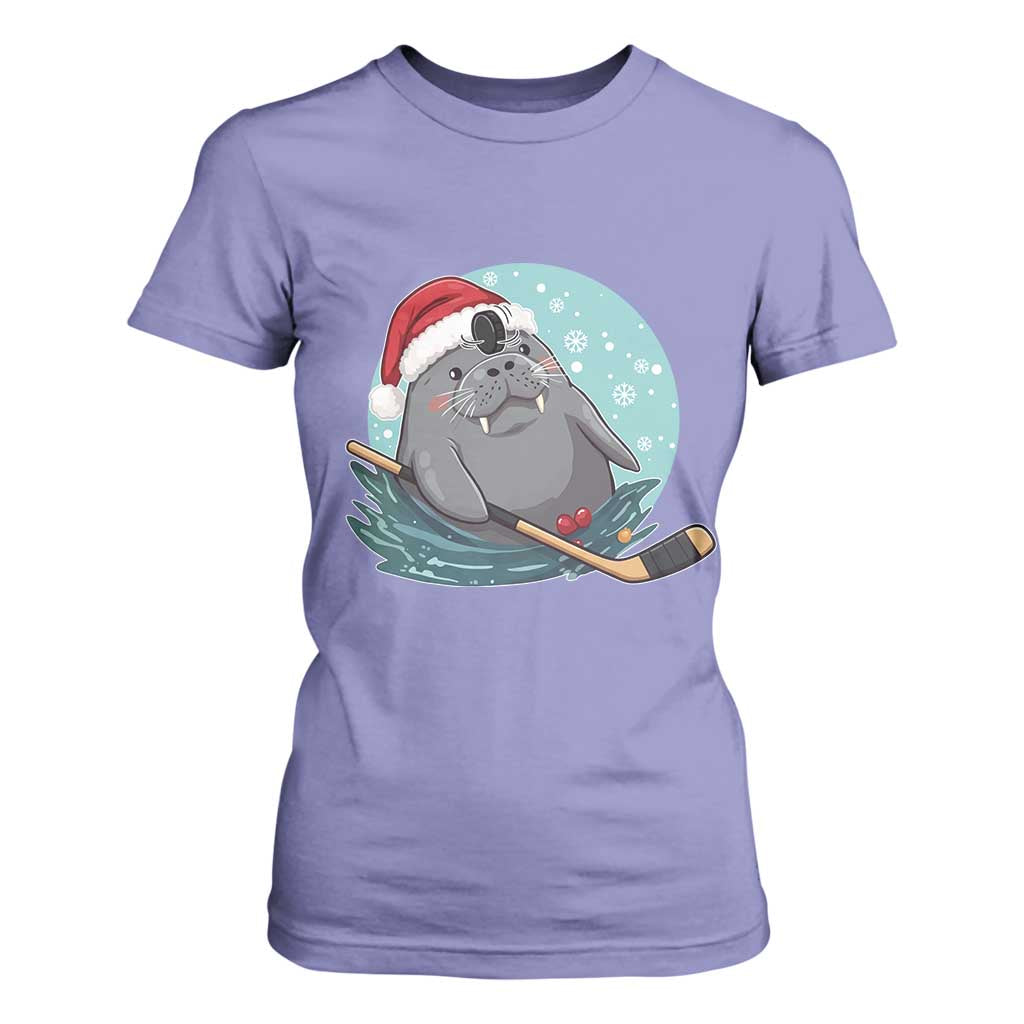 Snowy Seal Ice Hockey Lover T Shirt For Women Funny Christmas Gift TS12 Violet Print Your Wear