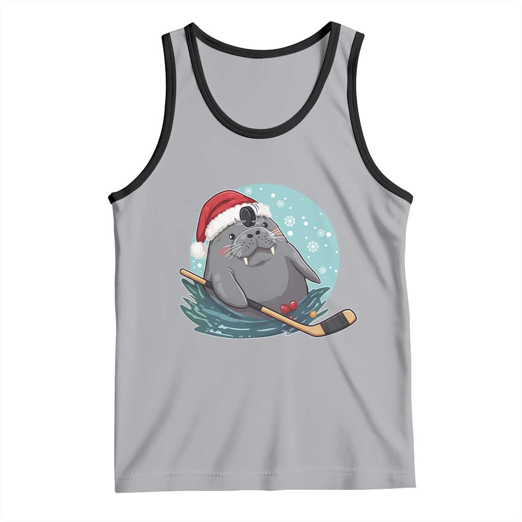 Snowy Seal Ice Hockey Lover Tank Top Funny Christmas Gift TS12 Athletic Heather Black Print Your Wear