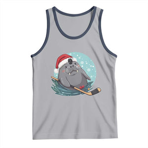 Snowy Seal Ice Hockey Lover Tank Top Funny Christmas Gift TS12 Athletic Heather Navy Print Your Wear