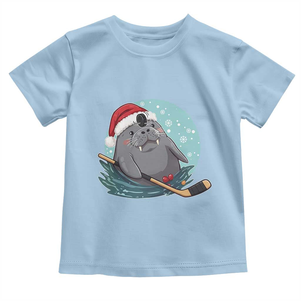 Snowy Seal Ice Hockey Lover Toddler T Shirt Funny Christmas Gift TS12 Light Blue Print Your Wear