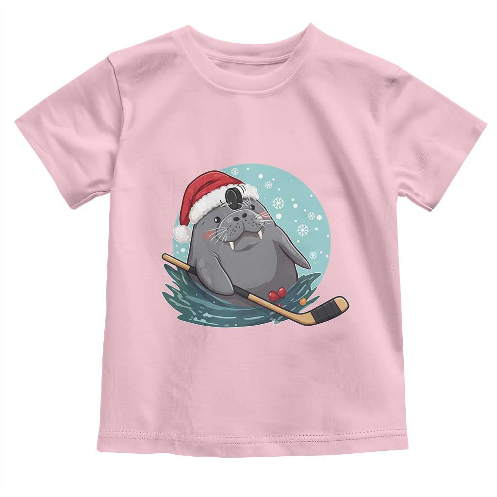Snowy Seal Ice Hockey Lover Toddler T Shirt Funny Christmas Gift TS12 Light Pink Print Your Wear