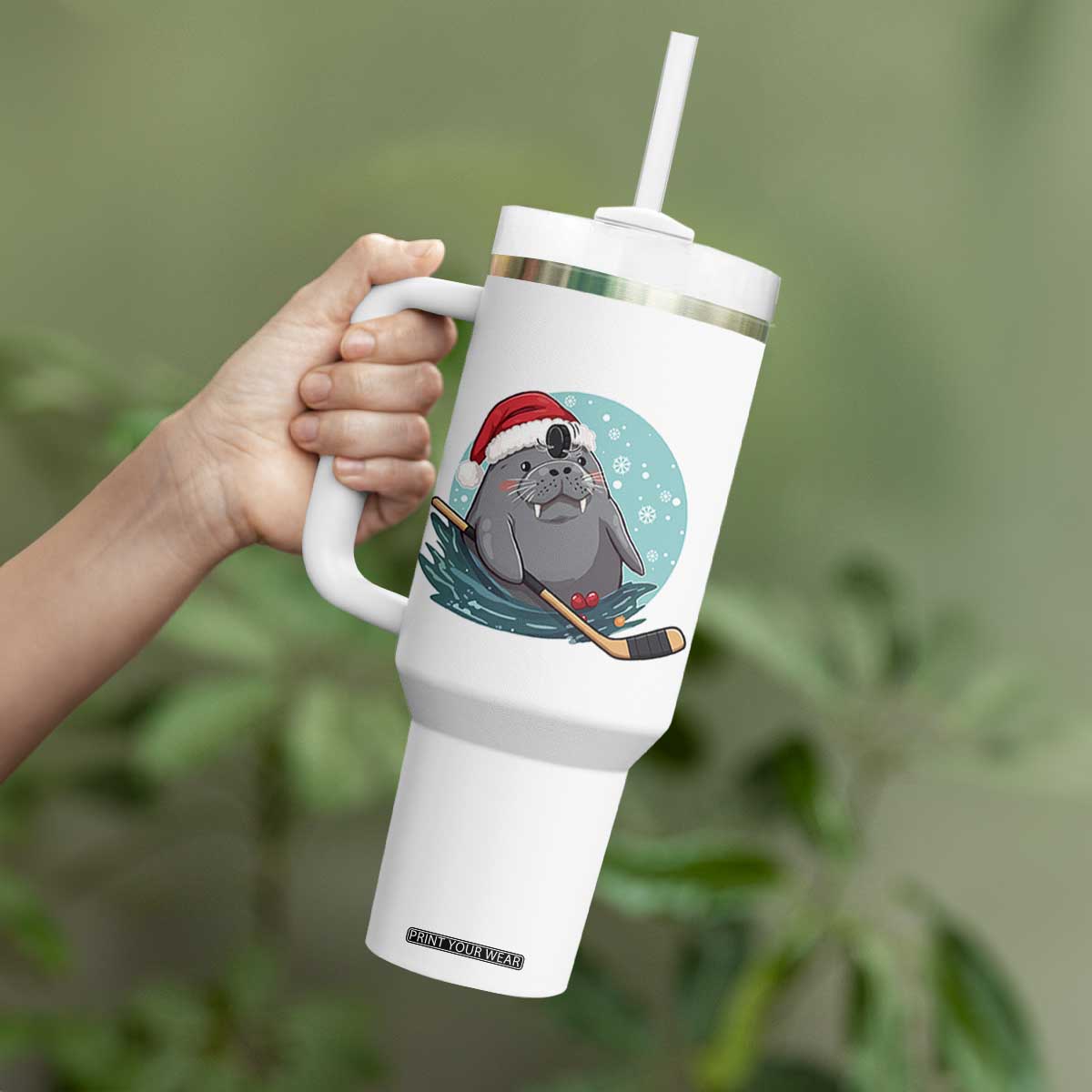 Snowy Seal Ice Hockey Lover Tumbler With Handle Funny Christmas Gift TS12 Print Your Wear