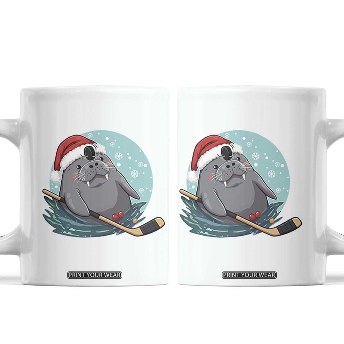 Snowy Seal Ice Hockey Lover Coffee Mug Funny Christmas Gift TS12 White Print Your Wear