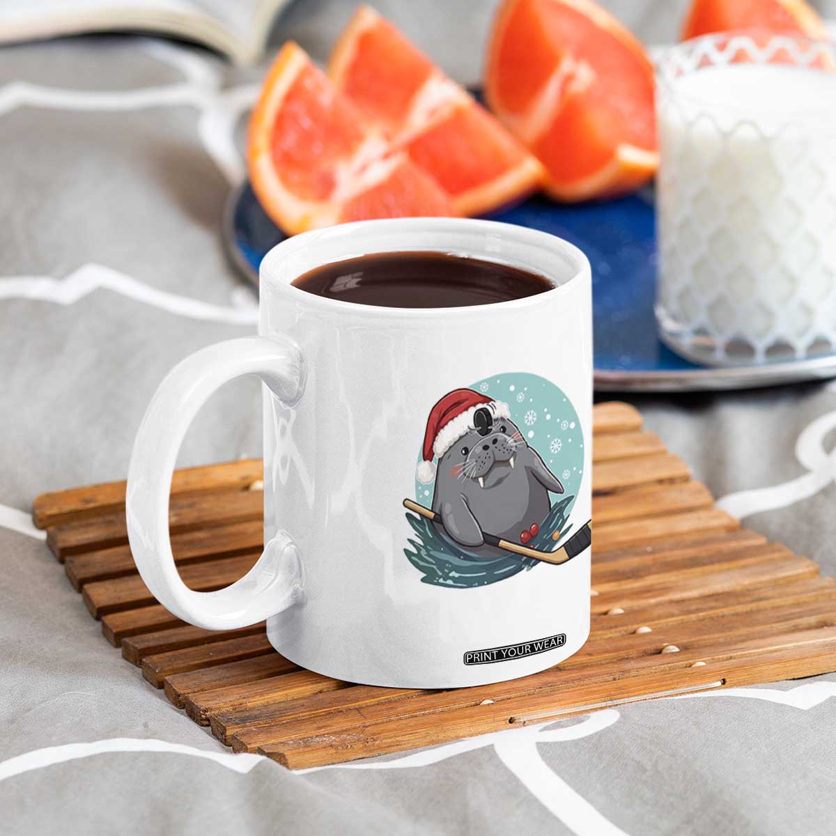 Snowy Seal Ice Hockey Lover Coffee Mug Funny Christmas Gift TS12 Print Your Wear