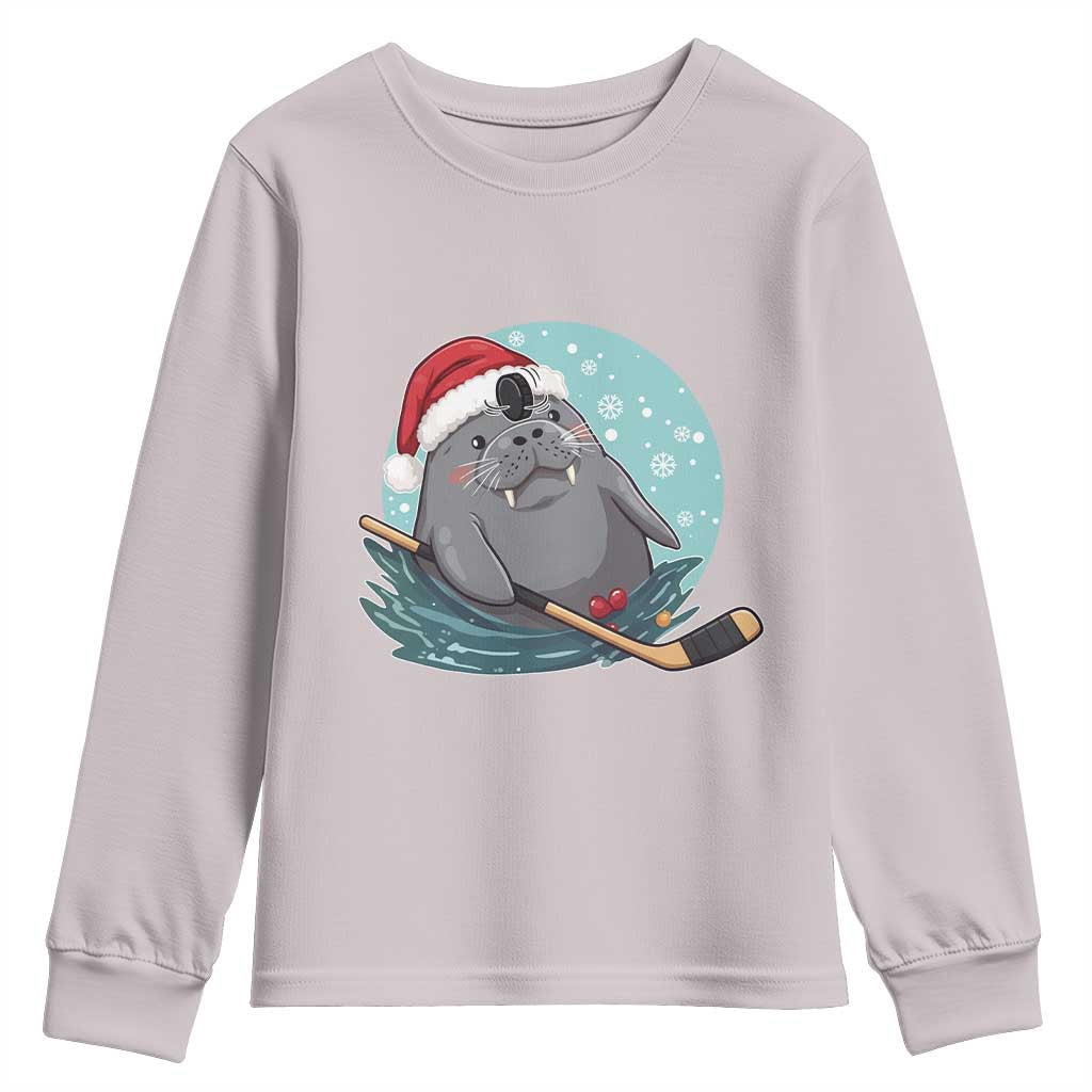 Snowy Seal Ice Hockey Lover Youth Sweatshirt Funny Christmas Gift TS12 Ice Gray Print Your Wear