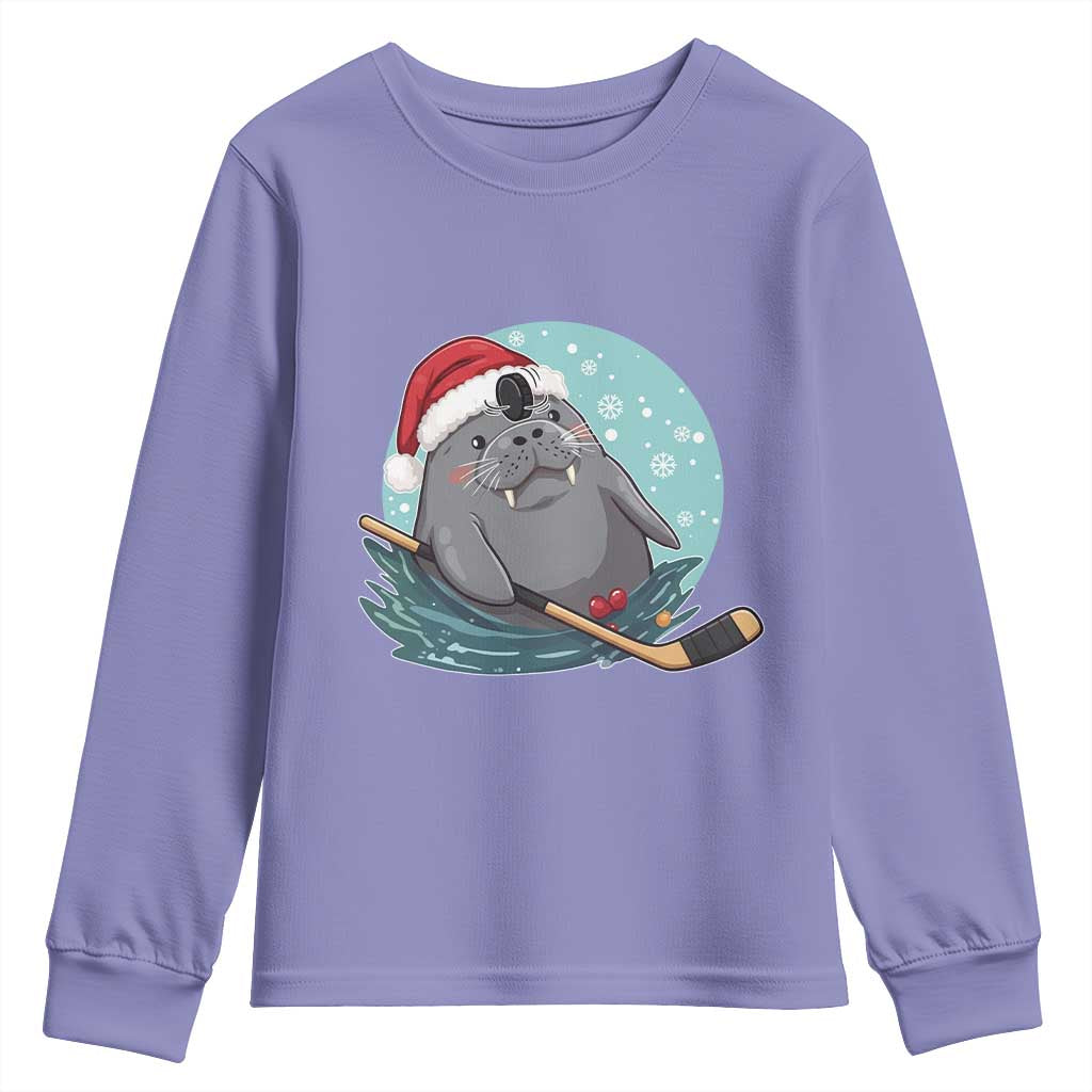 Snowy Seal Ice Hockey Lover Youth Sweatshirt Funny Christmas Gift TS12 Violet Print Your Wear