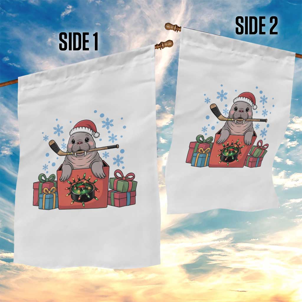 Santa Seal Playing Ice Hockey Garden Flag Funny Christmas Gift TS12 Print Your Wear