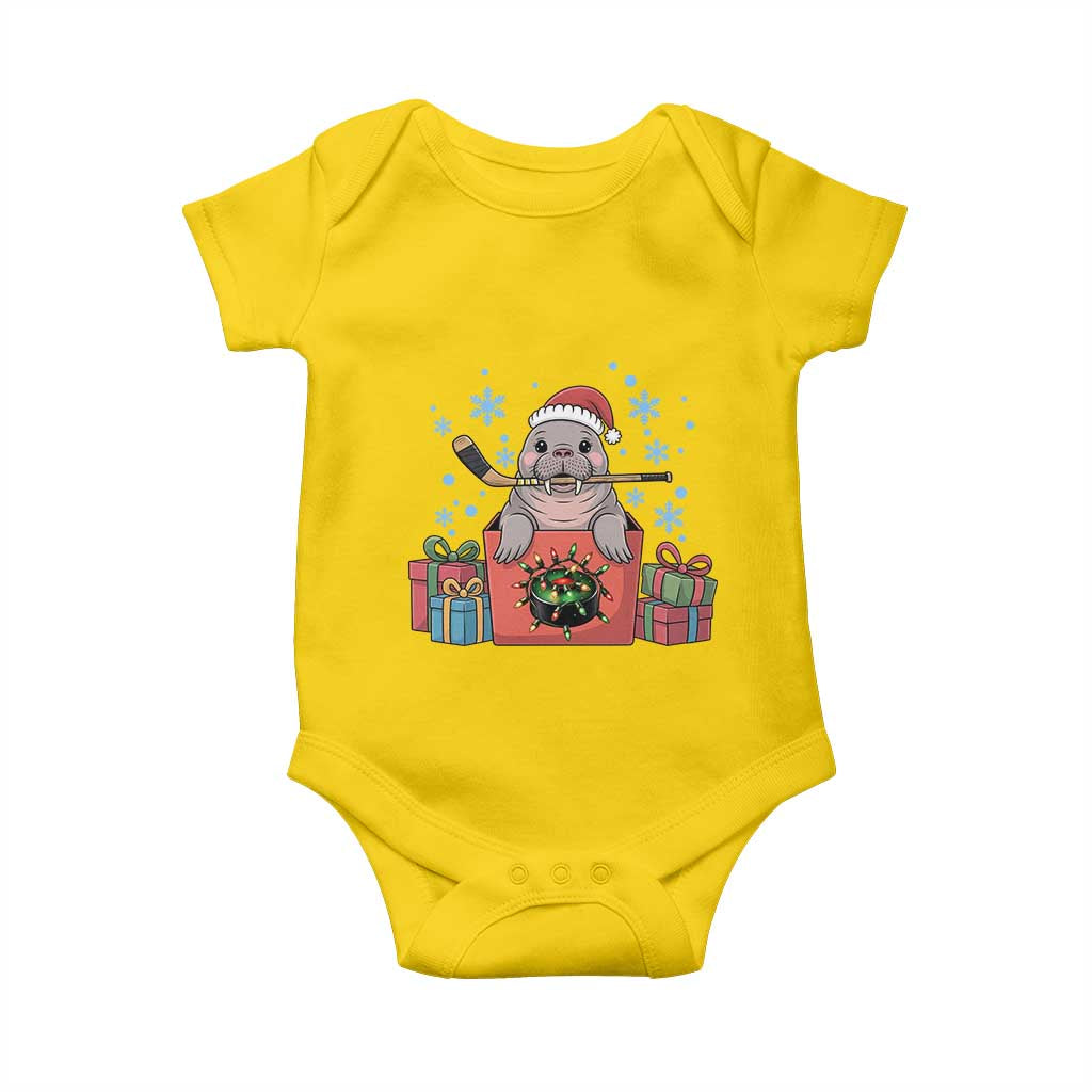 Santa Seal Playing Ice Hockey Baby Onesie Funny Christmas Gift TS12 Daisy Print Your Wear