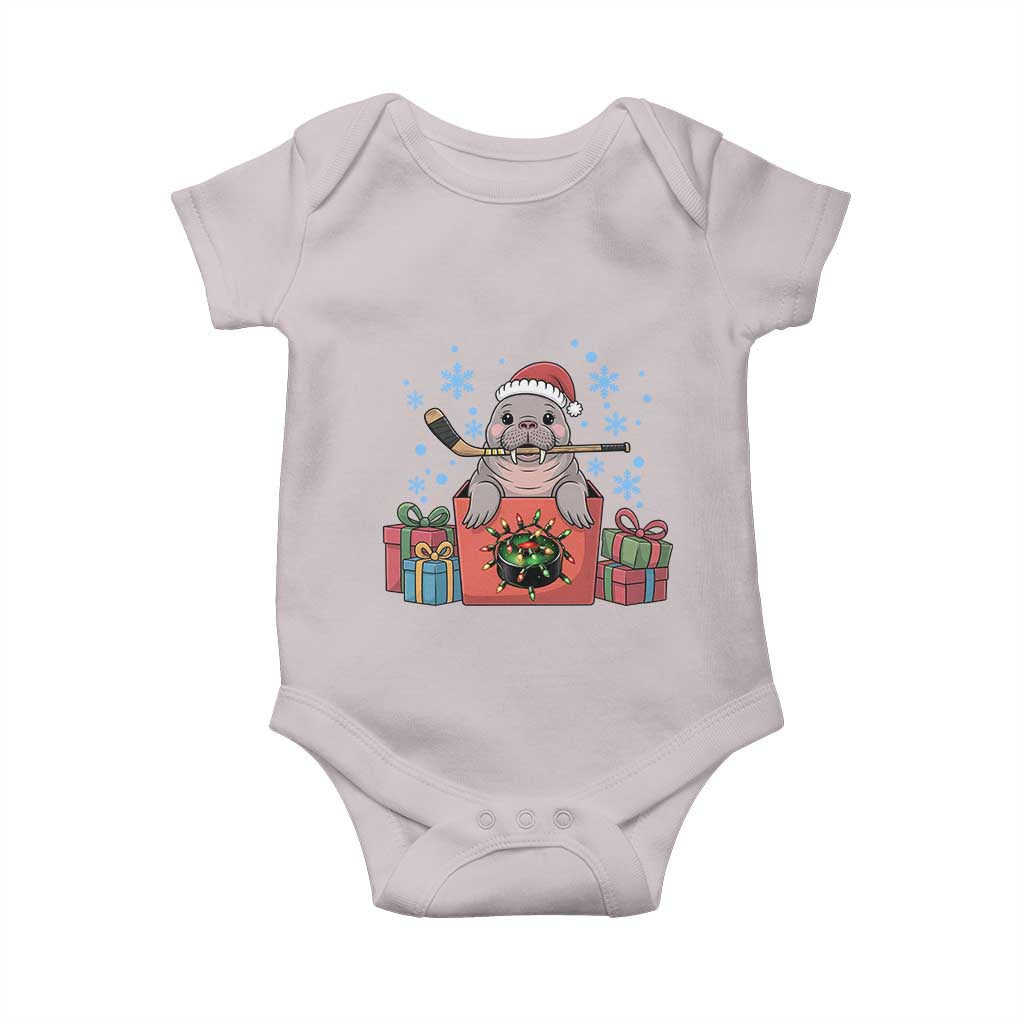 Santa Seal Playing Ice Hockey Baby Onesie Funny Christmas Gift TS12 Ice Gray Print Your Wear