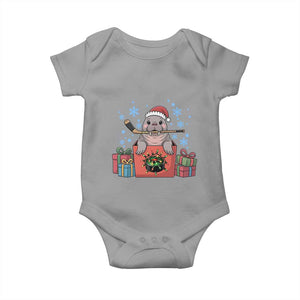 Santa Seal Playing Ice Hockey Baby Onesie Funny Christmas Gift TS12 Sport Gray Print Your Wear