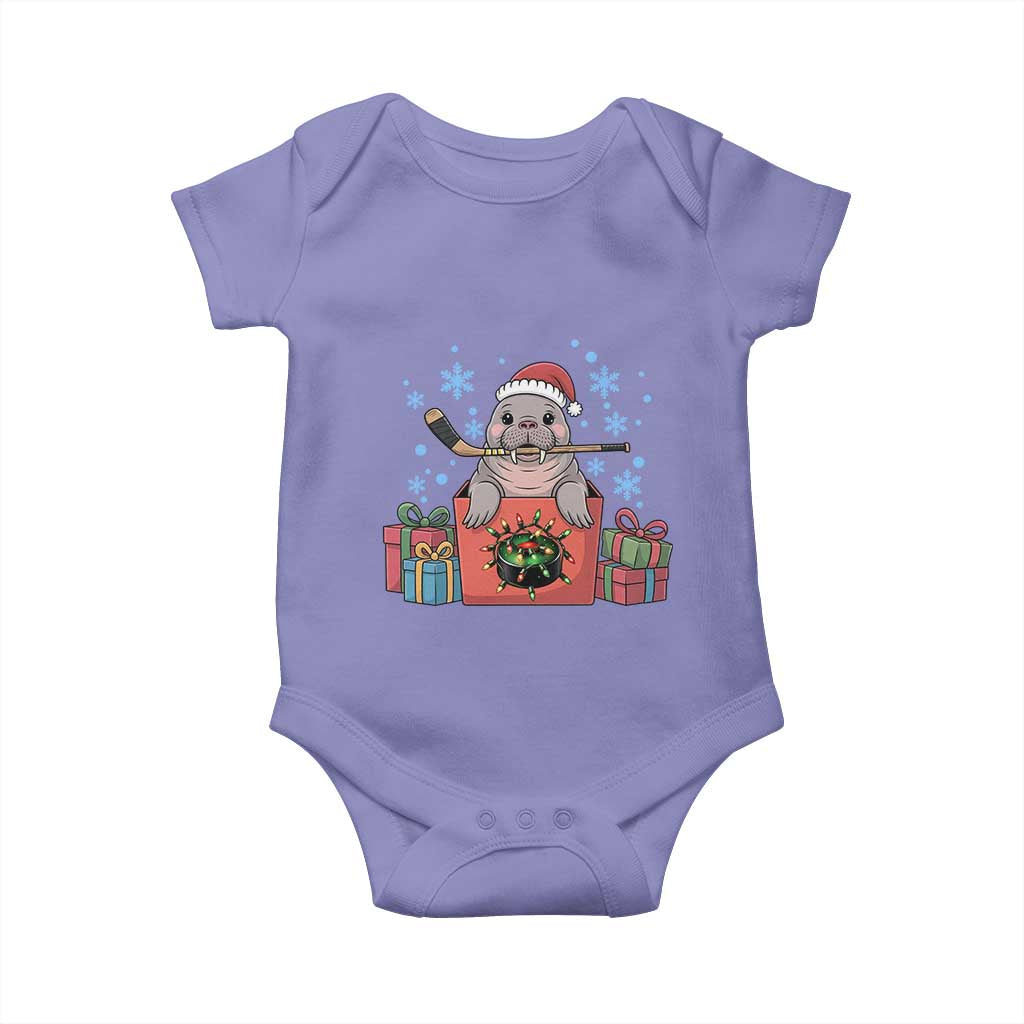 Santa Seal Playing Ice Hockey Baby Onesie Funny Christmas Gift TS12 Violet Print Your Wear