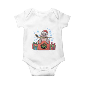 Santa Seal Playing Ice Hockey Baby Onesie Funny Christmas Gift TS12 White Print Your Wear