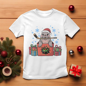 Santa Seal Playing Ice Hockey T Shirt Funny Christmas Gift TS12 White Print Your Wear