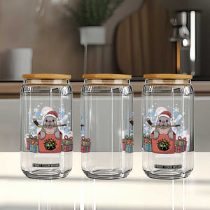 Santa Seal Playing Ice Hockey Glass Can Funny Christmas Gift TS12 Print Your Wear