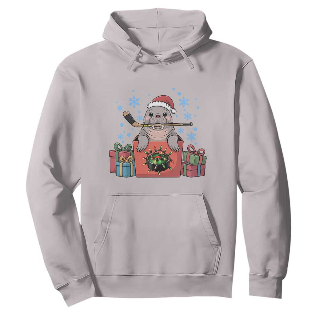 Santa Seal Playing Ice Hockey Hoodie Funny Christmas Gift TS12 Ice Gray Print Your Wear