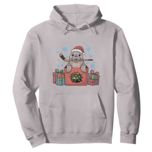 Santa Seal Playing Ice Hockey Hoodie Funny Christmas Gift TS12 Ice Gray Print Your Wear