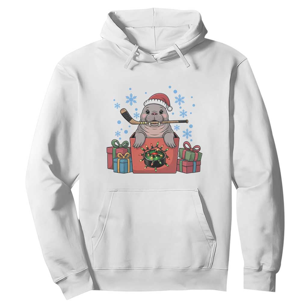 Santa Seal Playing Ice Hockey Hoodie Funny Christmas Gift TS12 White Print Your Wear