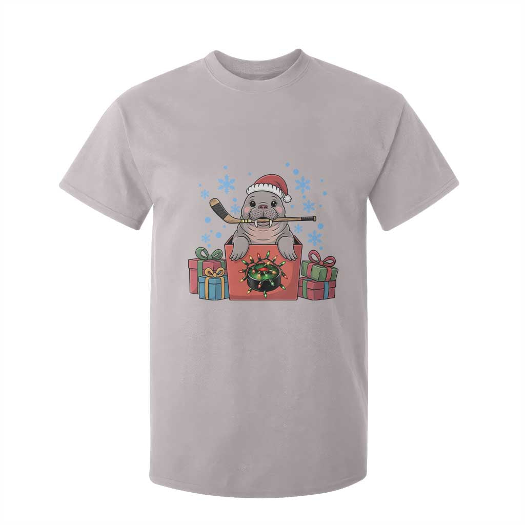 Santa Seal Playing Ice Hockey T Shirt For Kid Funny Christmas Gift TS12 Ice Gray Print Your Wear