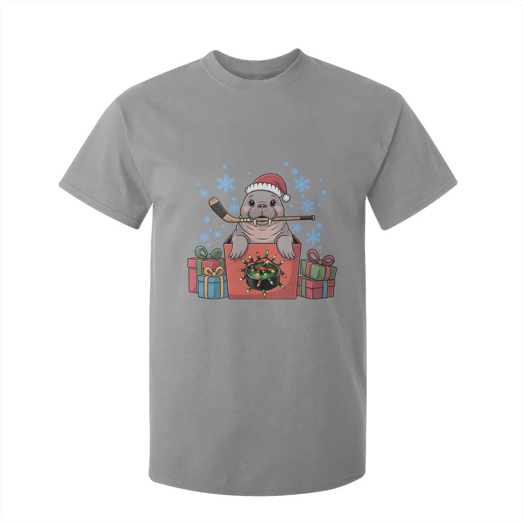 Santa Seal Playing Ice Hockey T Shirt For Kid Funny Christmas Gift TS12 Sport Gray Print Your Wear