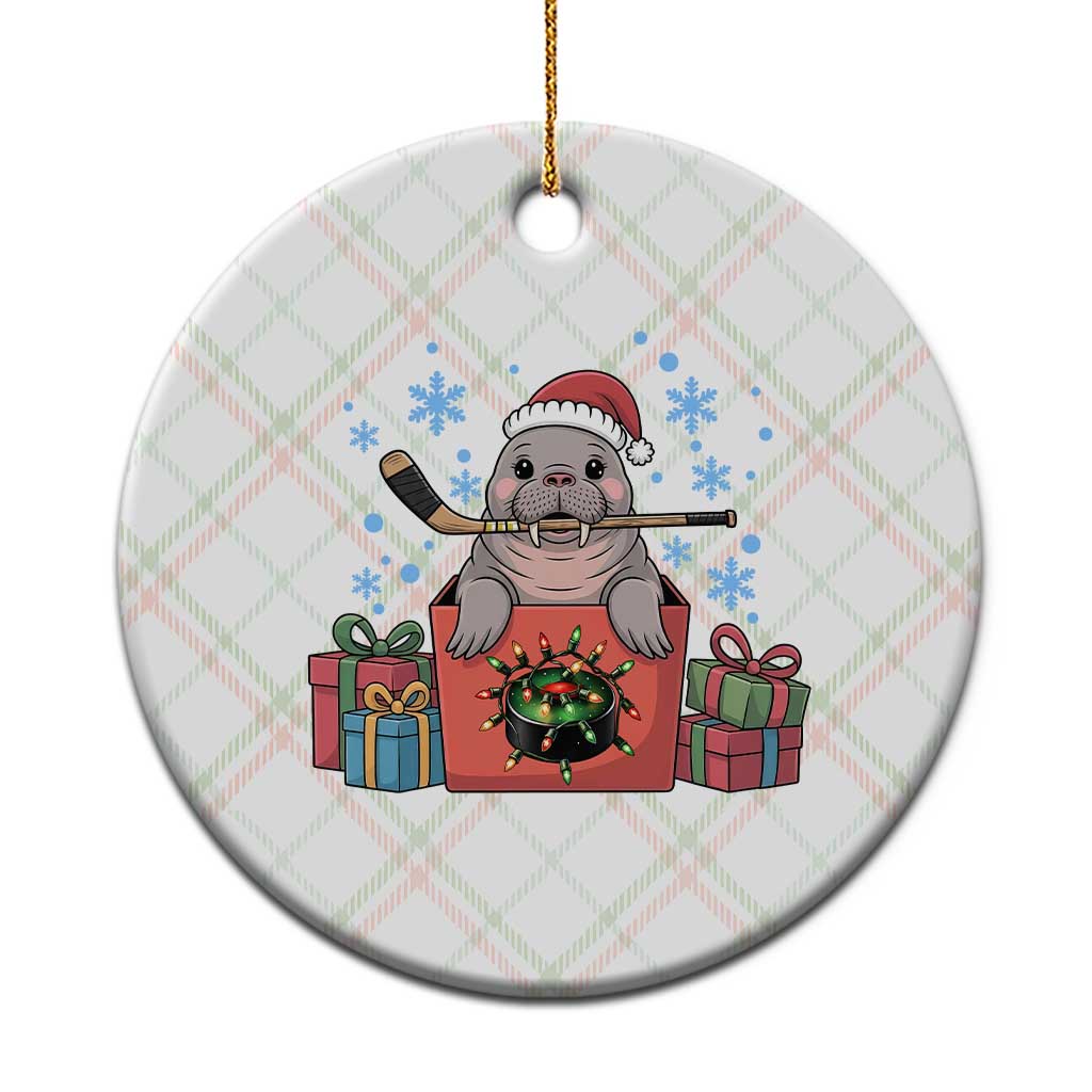 Santa Seal Playing Ice Hockey Ceramic Ornament Funny Christmas Gift TS12 1pc Christmas Plaid Print Your Wear