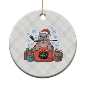 Santa Seal Playing Ice Hockey Ceramic Ornament Funny Christmas Gift TS12 1pc Christmas Plaid Print Your Wear