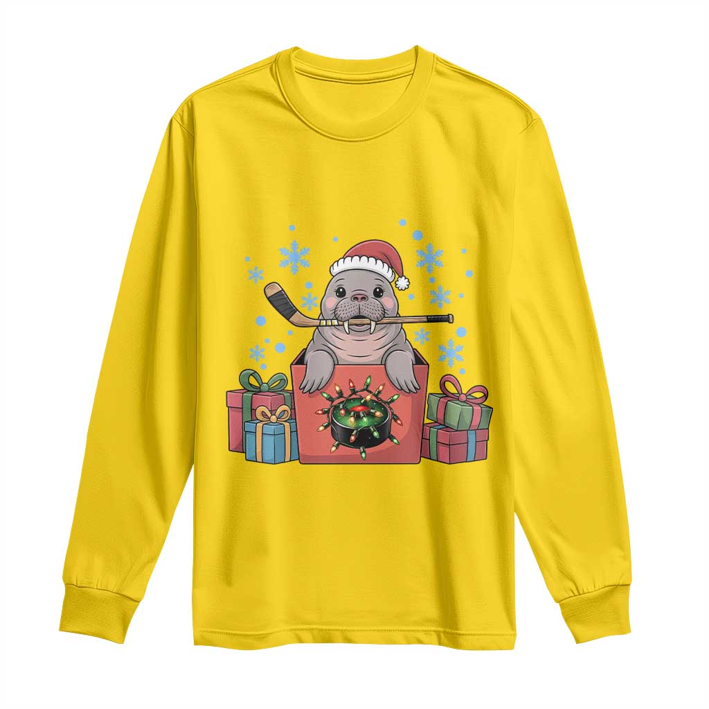 Santa Seal Playing Ice Hockey Long Sleeve Shirt Funny Christmas Gift TS12 Daisy Print Your Wear