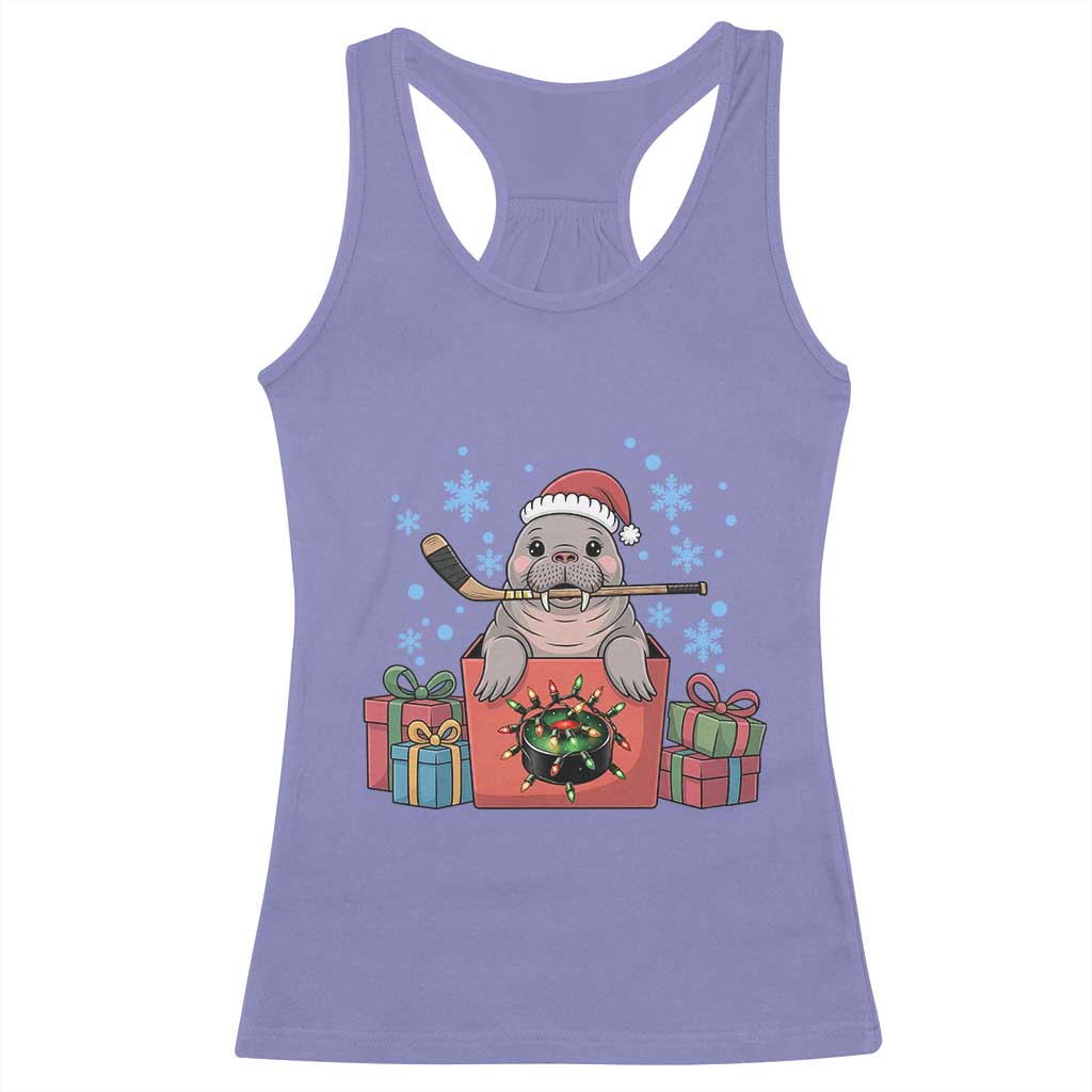 Santa Seal Playing Ice Hockey Racerback Tank Top Funny Christmas Gift TS12 Violet Print Your Wear