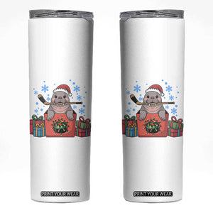 Santa Seal Playing Ice Hockey Skinny Tumbler Funny Christmas Gift TS12 White Print Your Wear