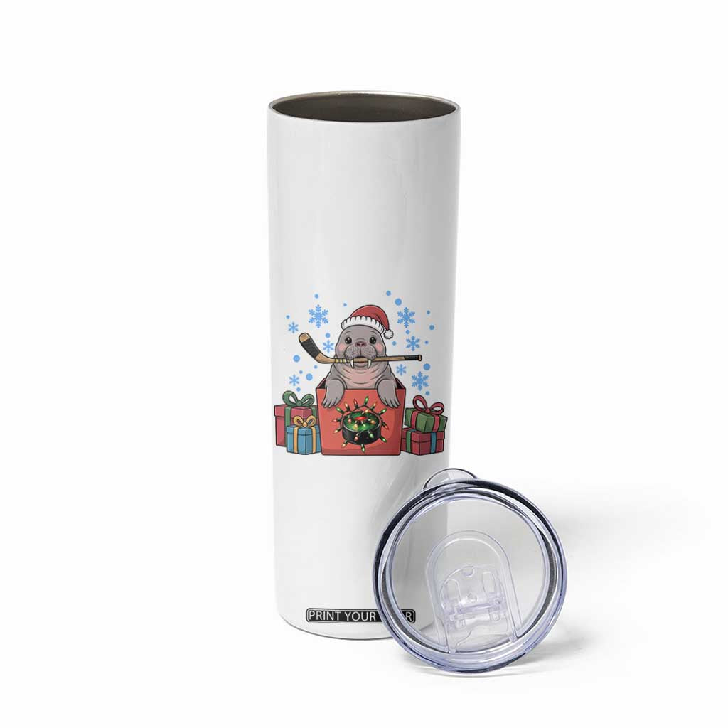 Santa Seal Playing Ice Hockey Skinny Tumbler Funny Christmas Gift TS12 Print Your Wear