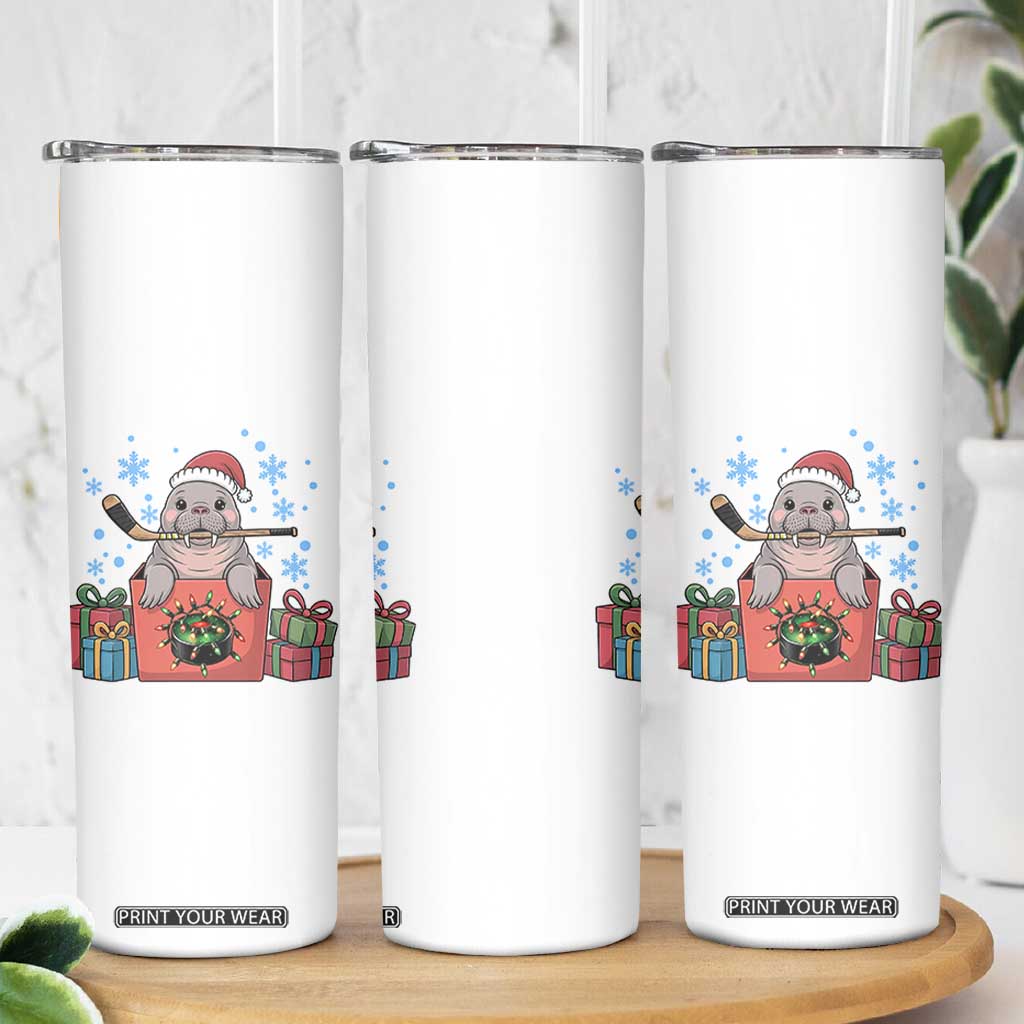Santa Seal Playing Ice Hockey Skinny Tumbler Funny Christmas Gift TS12 Print Your Wear