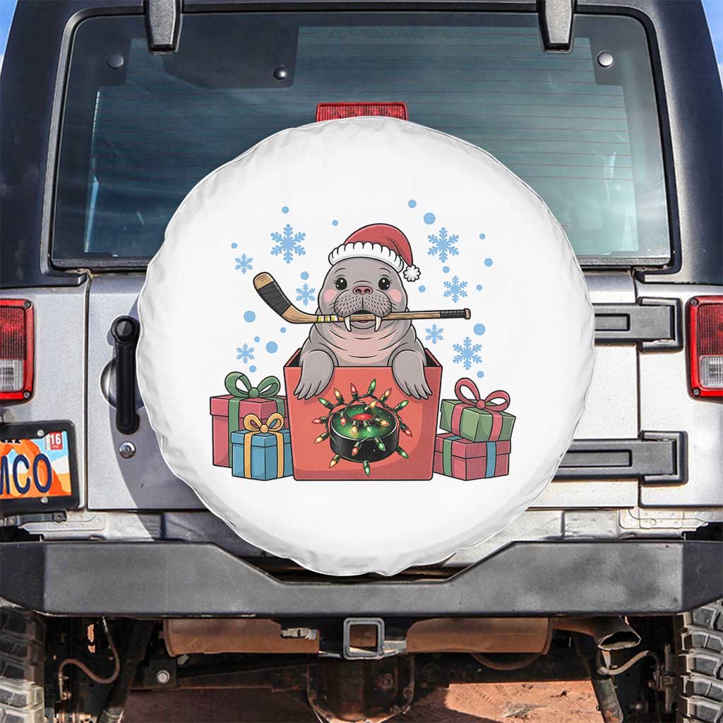 Santa Seal Playing Ice Hockey Spare Tire Cover Funny Christmas Gift TS12 No hole White Print Your Wear