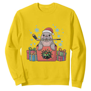 Santa Seal Playing Ice Hockey Sweatshirt Funny Christmas Gift TS12 Daisy Print Your Wear