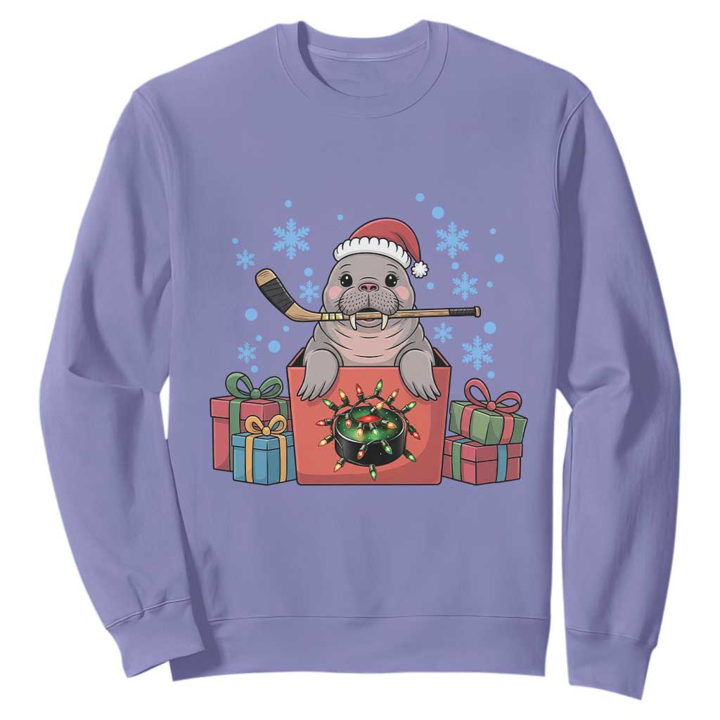 Santa Seal Playing Ice Hockey Sweatshirt Funny Christmas Gift TS12 Violet Print Your Wear