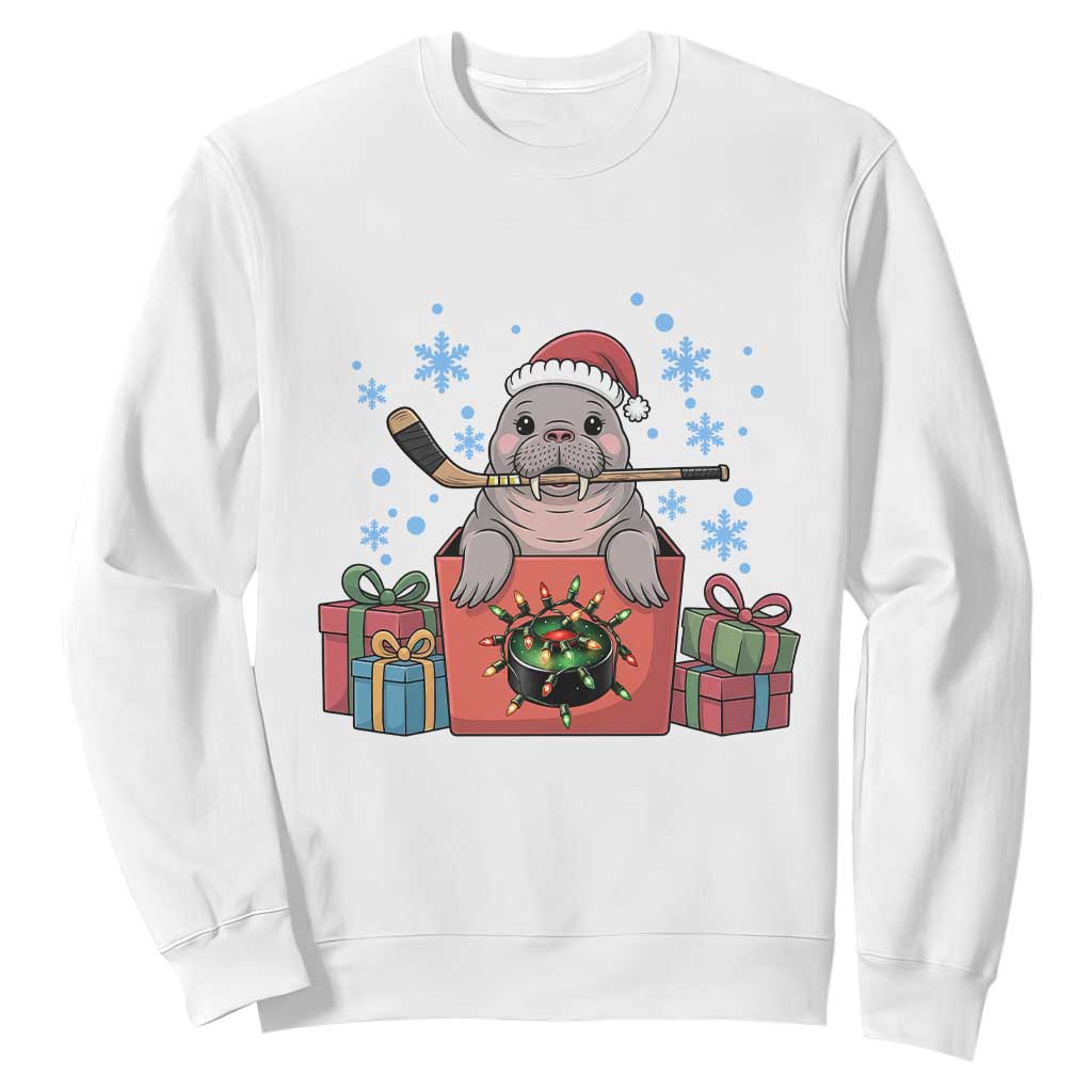 Santa Seal Playing Ice Hockey Sweatshirt Funny Christmas Gift TS12 White Print Your Wear