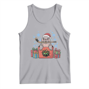 Santa Seal Playing Ice Hockey Tank Top Funny Christmas Gift TS12 Athletic Heather Print Your Wear
