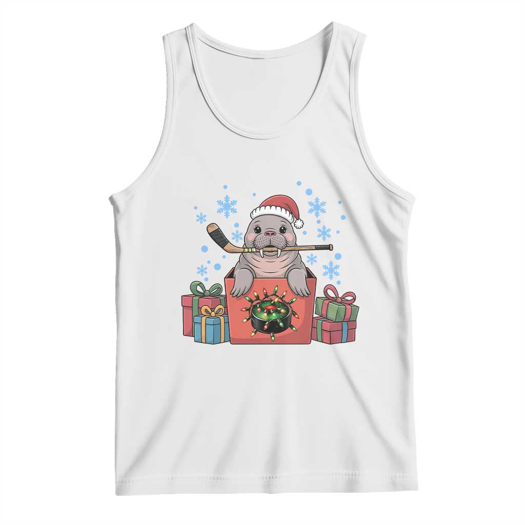 Santa Seal Playing Ice Hockey Tank Top Funny Christmas Gift TS12 White Print Your Wear