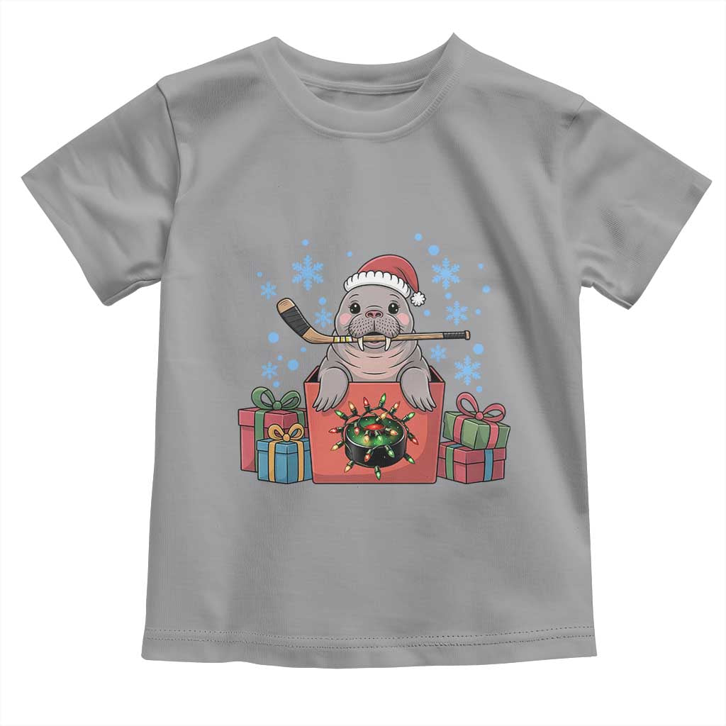 Santa Seal Playing Ice Hockey Toddler T Shirt Funny Christmas Gift TS12 Sport Gray Print Your Wear