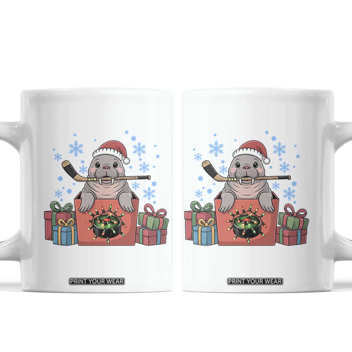 Santa Seal Playing Ice Hockey Coffee Mug Funny Christmas Gift TS12 White Print Your Wear