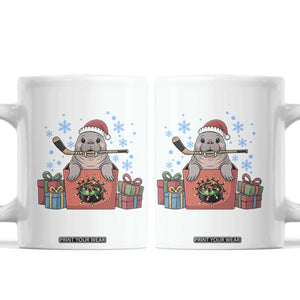 Santa Seal Playing Ice Hockey Coffee Mug Funny Christmas Gift TS12 White Print Your Wear