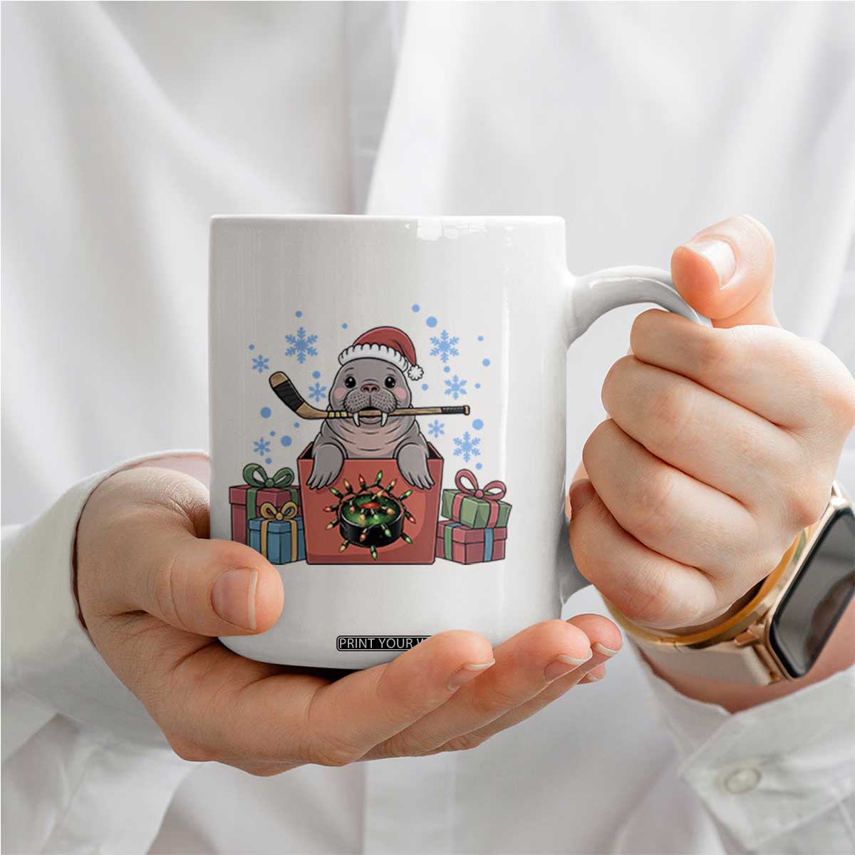 Santa Seal Playing Ice Hockey Coffee Mug Funny Christmas Gift TS12 Print Your Wear