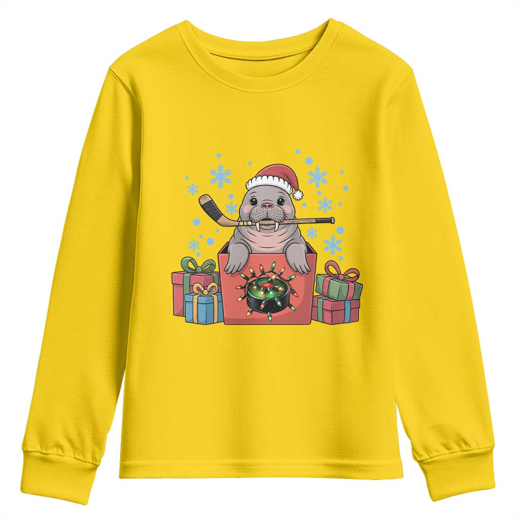 Santa Seal Playing Ice Hockey Youth Sweatshirt Funny Christmas Gift TS12 Daisy Print Your Wear