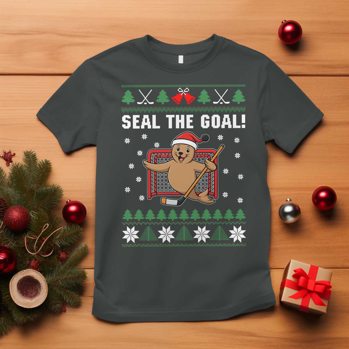 Funny Seal The Goal T Shirt Goalie Ice Hockey Player Gift TS12 Dark Heather Print Your Wear