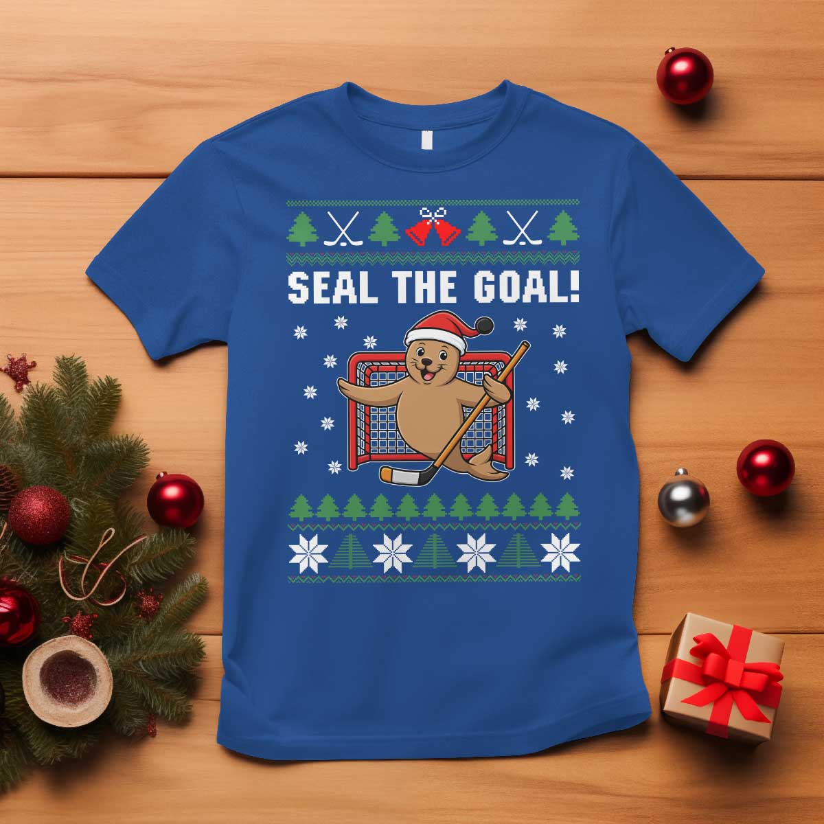 Funny Seal The Goal T Shirt Goalie Ice Hockey Player Gift TS12 Royal Blue Print Your Wear
