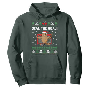 Funny Seal The Goal Hoodie Goalie Ice Hockey Player Gift TS12 Dark Forest Green Print Your Wear