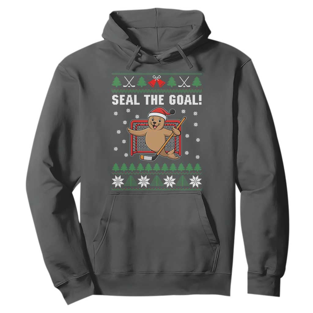 Funny Seal The Goal Hoodie Goalie Ice Hockey Player Gift TS12 Dark Heather Print Your Wear