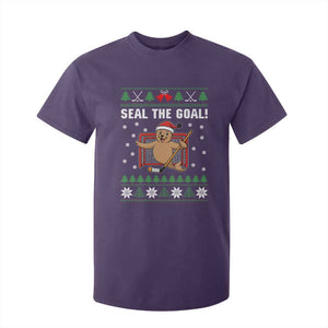 Funny Seal The Goal T Shirt For Kid Goalie Ice Hockey Player Gift TS12 Purple Print Your Wear