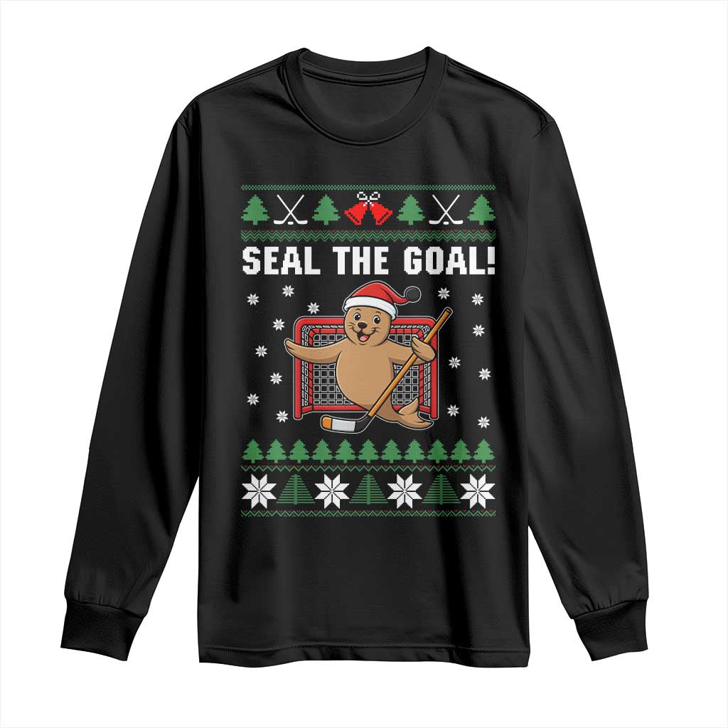 Funny Seal The Goal Long Sleeve Shirt Goalie Ice Hockey Player Gift TS12 Black Print Your Wear