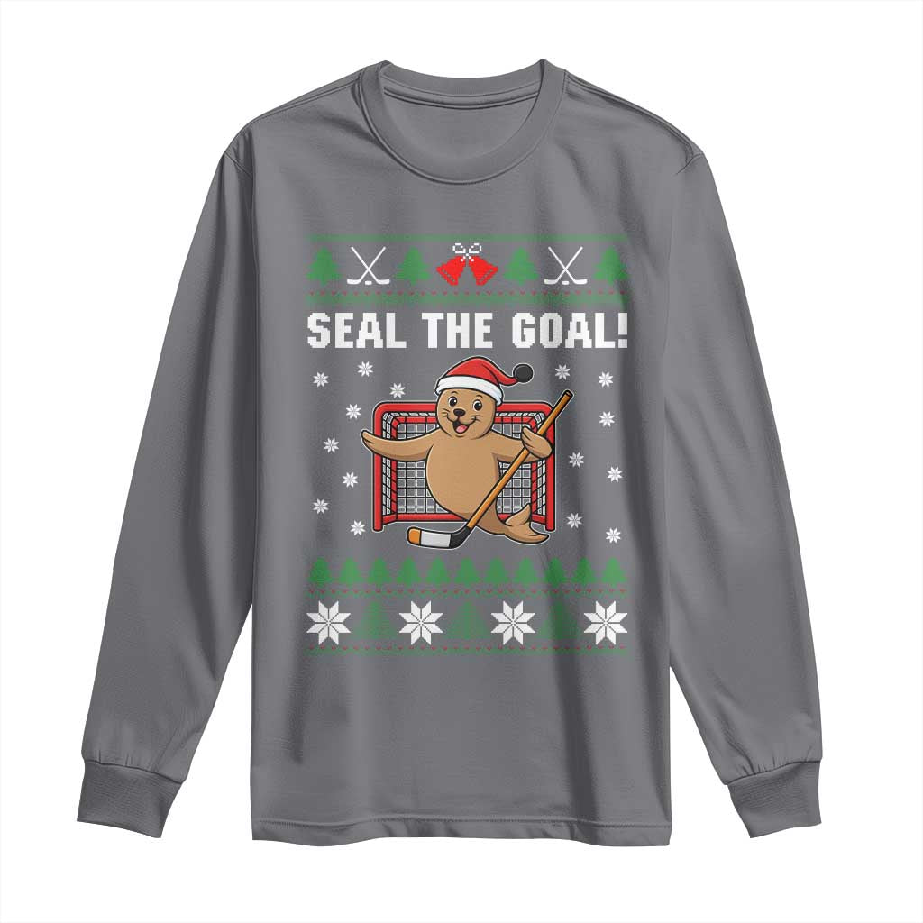 Funny Seal The Goal Long Sleeve Shirt Goalie Ice Hockey Player Gift TS12 Charcoal Print Your Wear